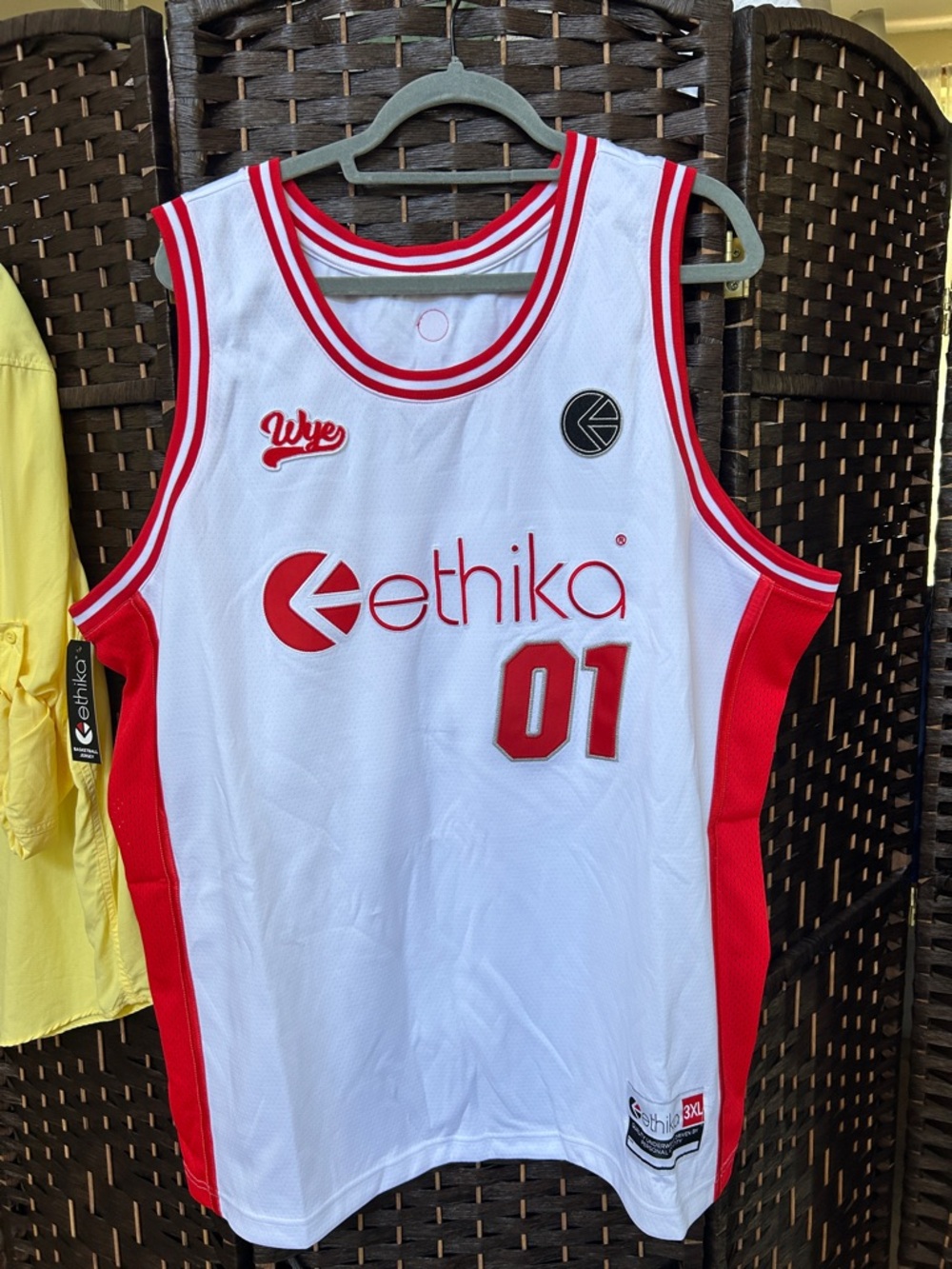 Ethika White & Red Sleeveless Basketball Jersey